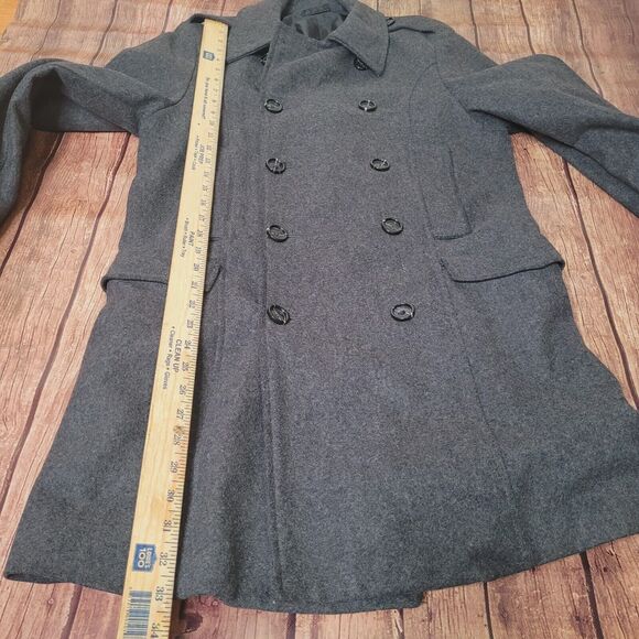 French Connection Pea Coat Womens S Gray Double Breasted Wool Blend Button Front - Picture 4 of 12